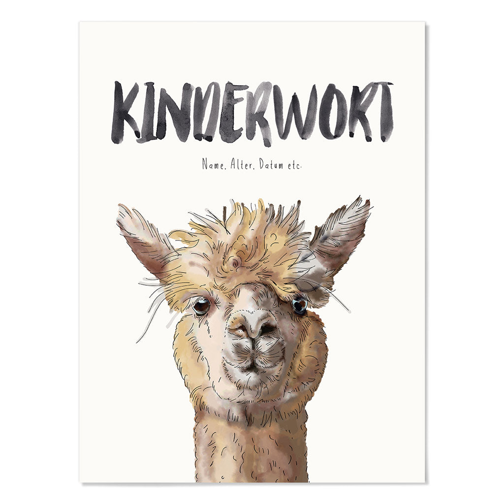 Kindermundposter Alpaka – personalisiertes Poster mit Kinderwort für Eltern