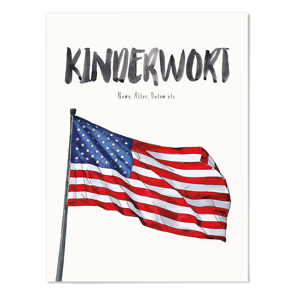 Kindermundposter Amerika oder USA oder Fahne – personalisiertes Poster mit Kinderwort für Eltern