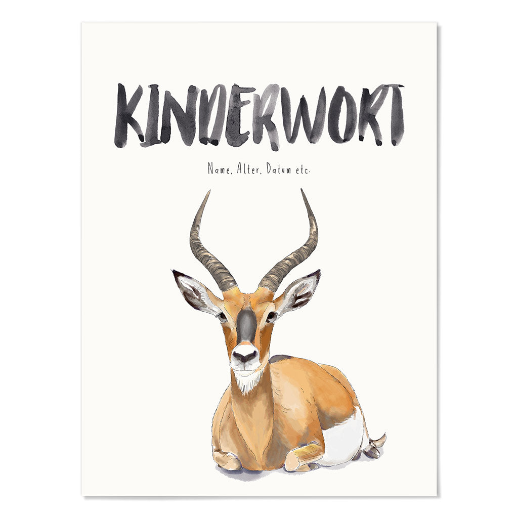 Kindermundposter Antilope – personalisiertes Poster mit Kinderwort für Eltern
