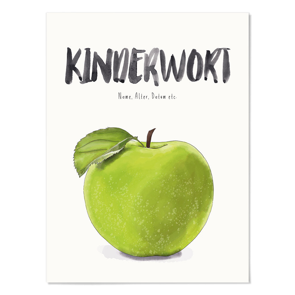 Kindermundposter Apfel – personalisiertes Poster mit Kinderwort für Eltern