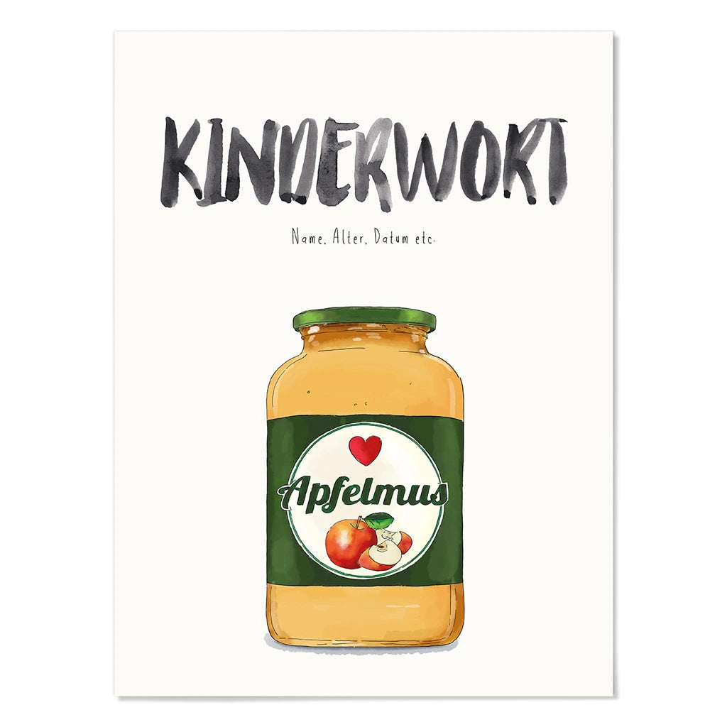 Kindermundposter Apfelmus – personalisiertes Poster mit Kinderwort für Eltern