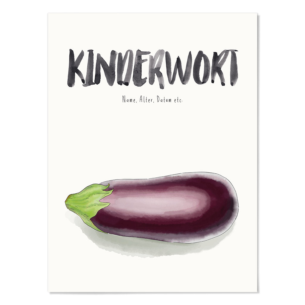 Kindermundposter Aubergine – personalisiertes Poster mit Kinderwort für Eltern