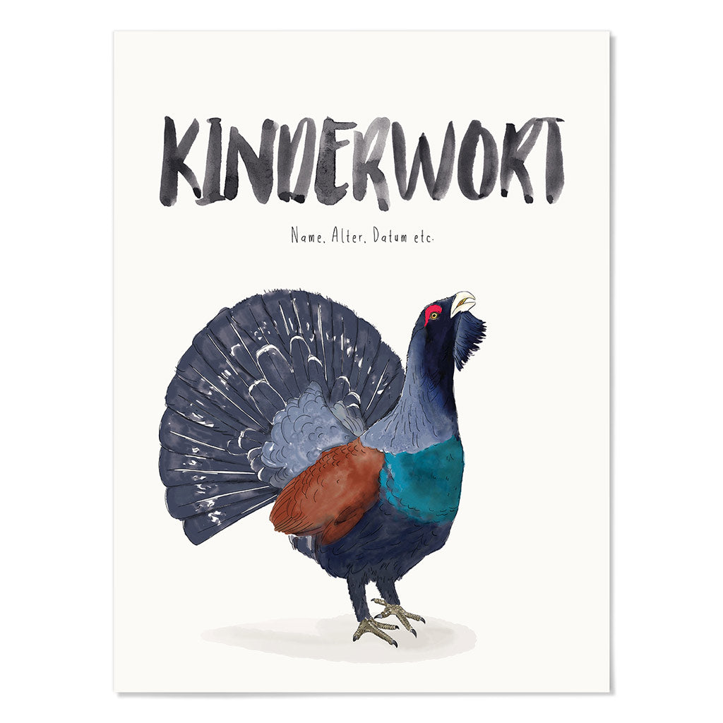 Kindermundposter Auerhahn – personalisiertes Poster mit Kinderwort für Eltern