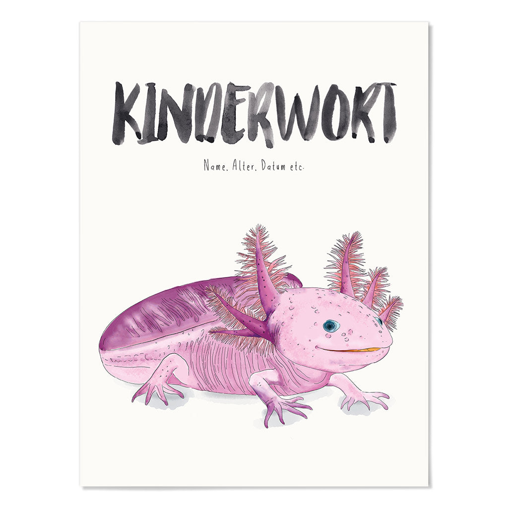Kindermundposter Axolotl – personalisiertes Poster mit Kinderwort für Eltern