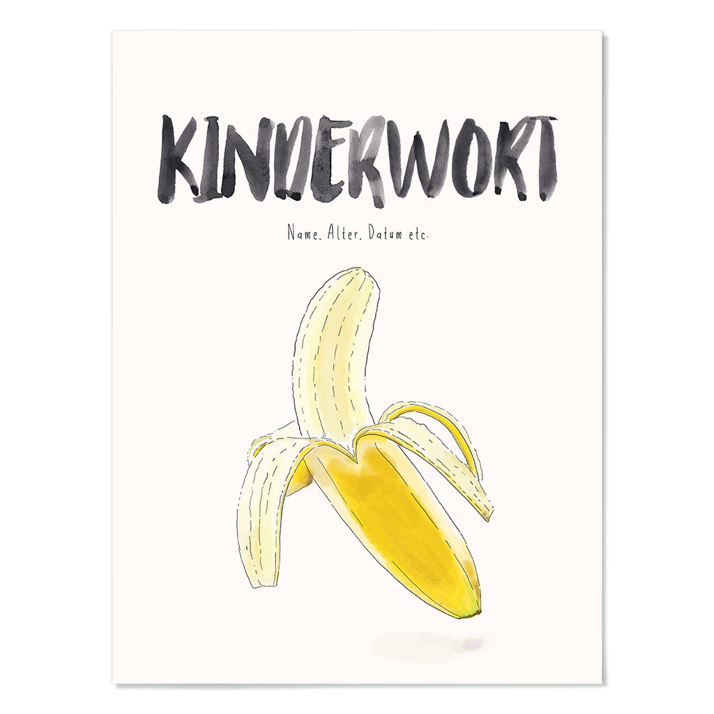 Kindermundposter Banane – personalisiertes Poster mit Kinderwort für Eltern