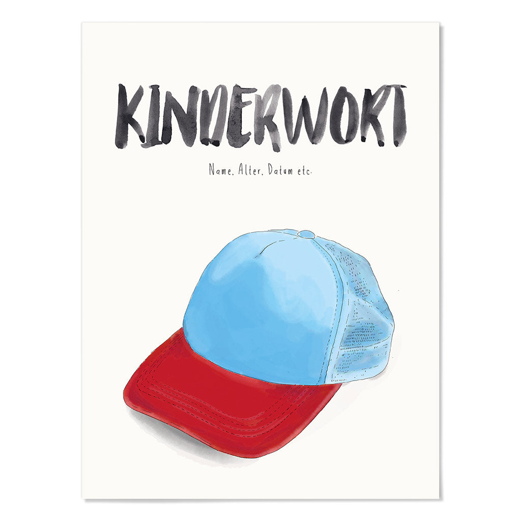Kindermundposter Baseballcap – personalisiertes Poster mit Kinderwort für Eltern