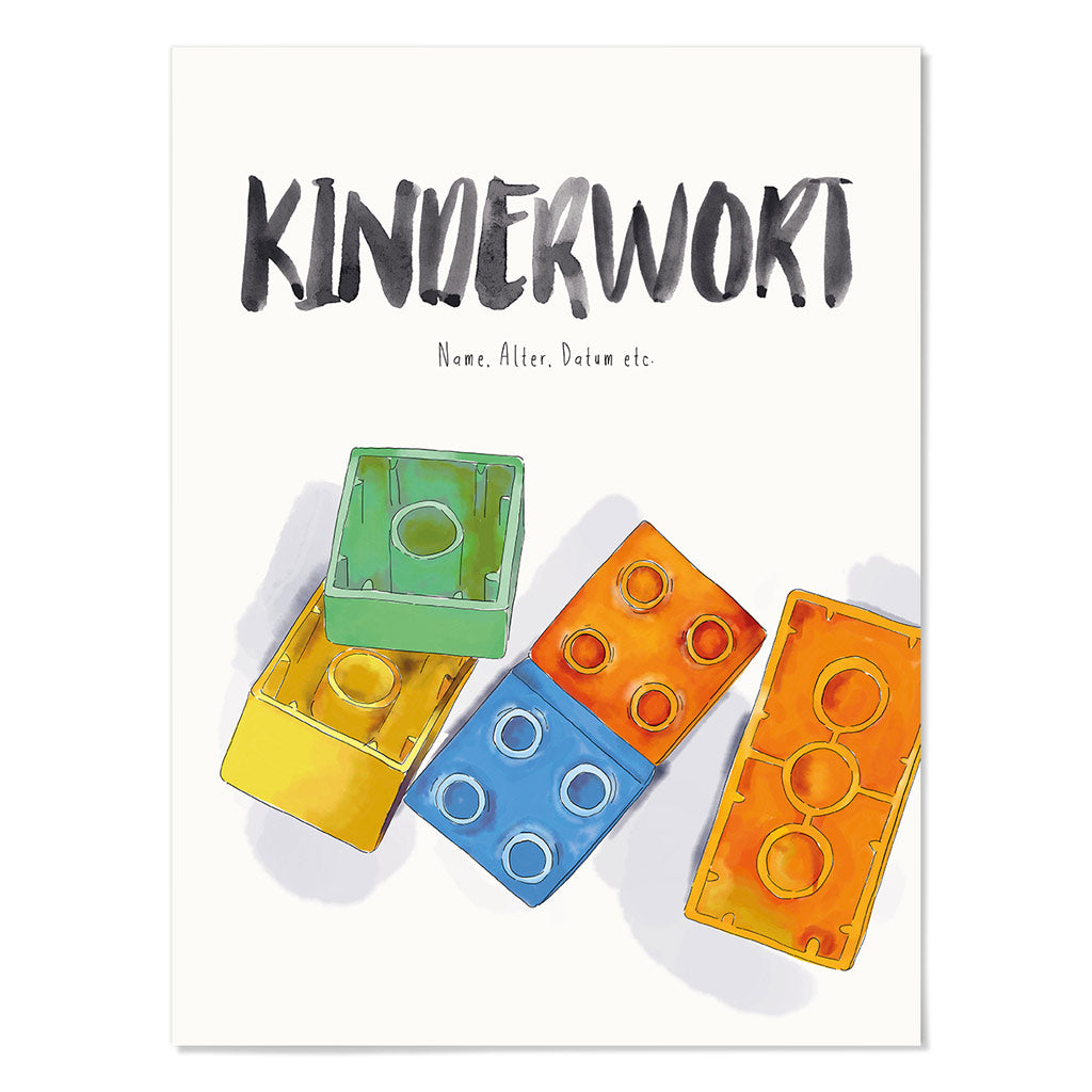 Kindermundposter Bausteine – personalisiertes Poster mit Kinderwort für Eltern
