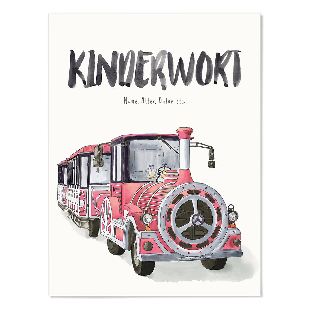 Kindermundposter Bimmelbahn – personalisiertes Poster mit Kinderwort für Eltern