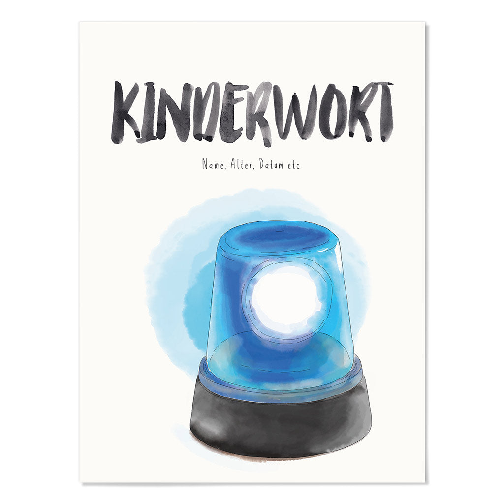 Kindermundposter Blaulicht – personalisiertes Poster mit Kinderwort für Eltern