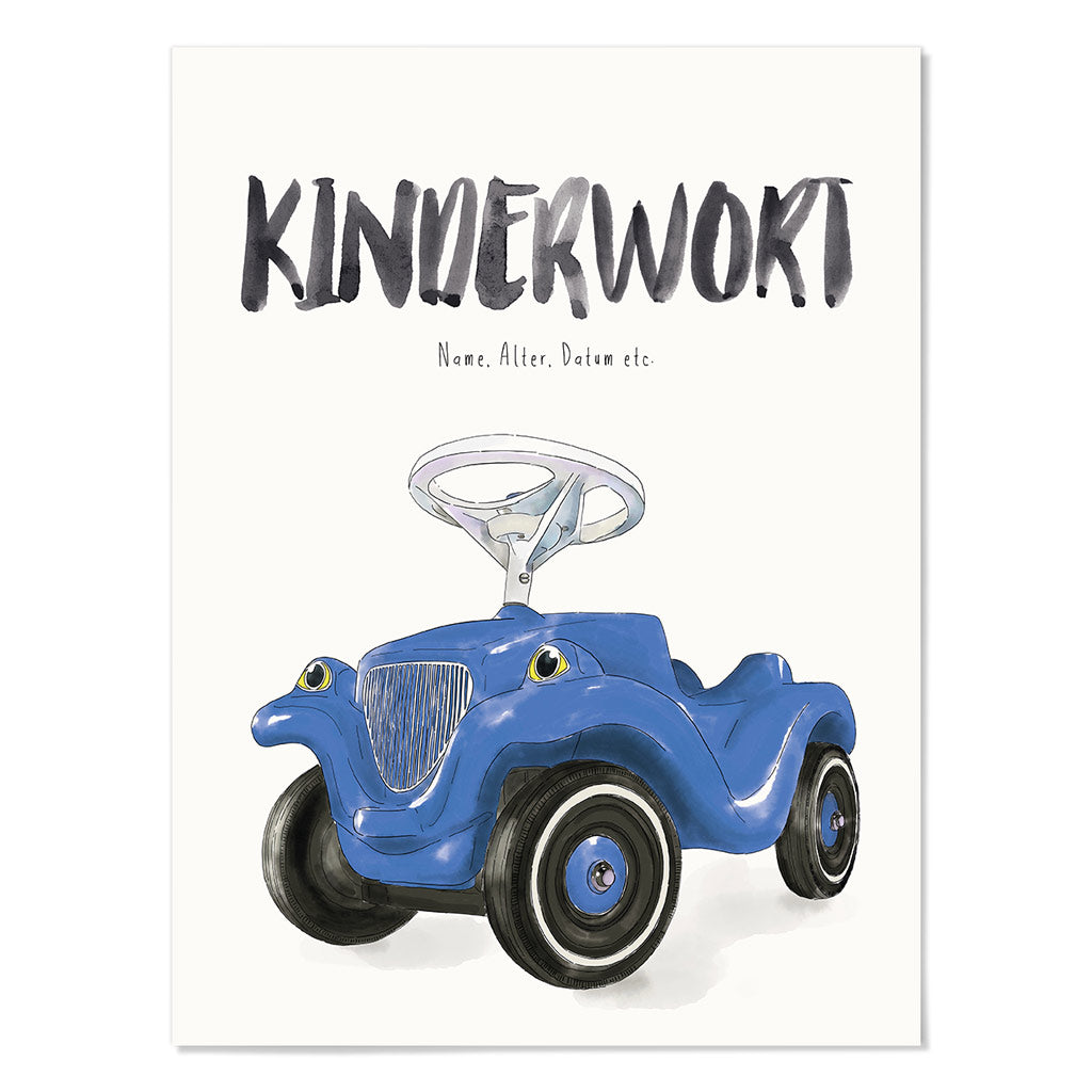 Kindermundposter Rutschauto – personalisiertes Poster mit Kinderwort für Eltern