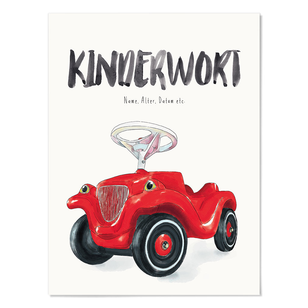 Kindermundposter Rutschauto – personalisiertes Poster mit Kinderwort für Eltern