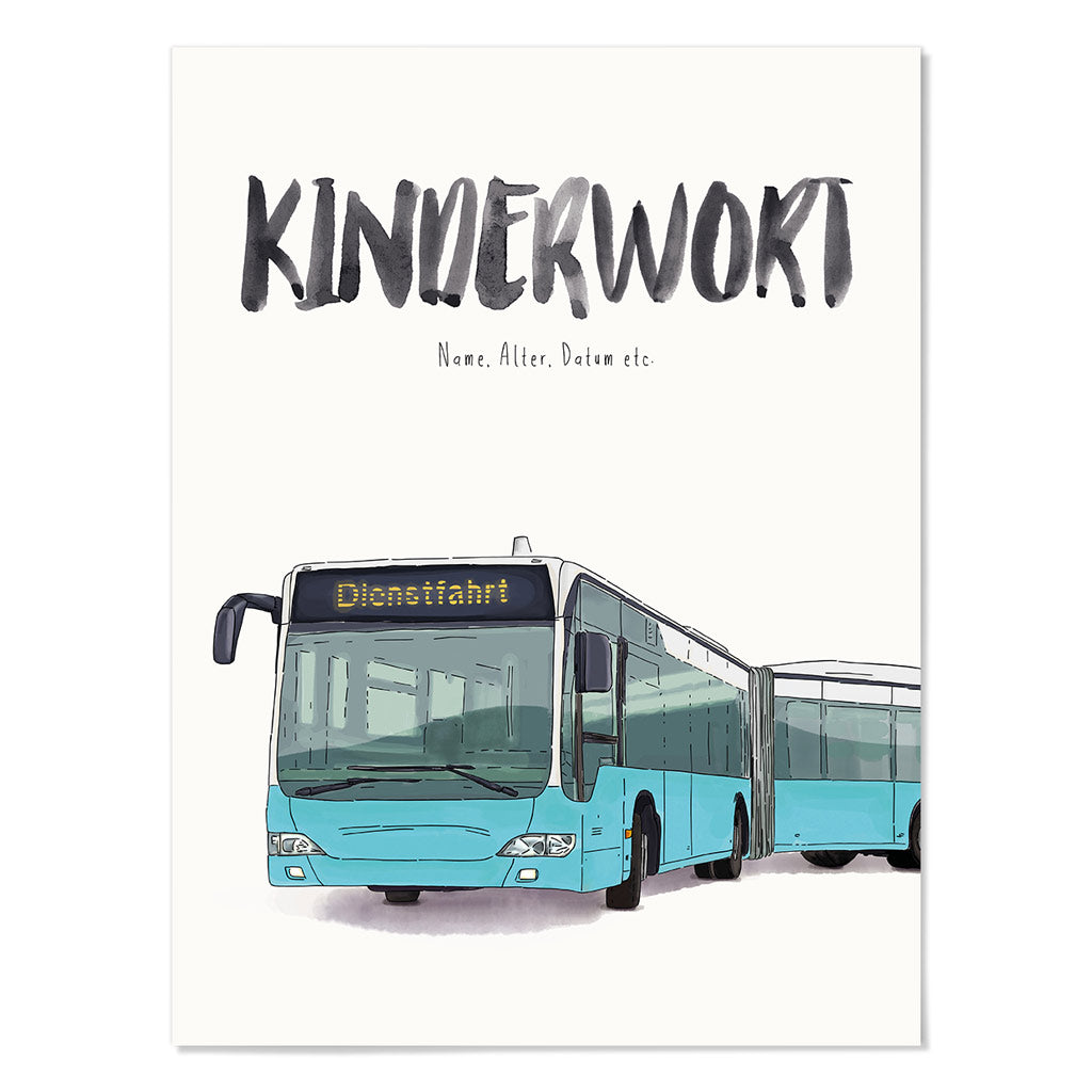 Kindermundposter Bus – personalisiertes Poster mit Kinderwort für Eltern