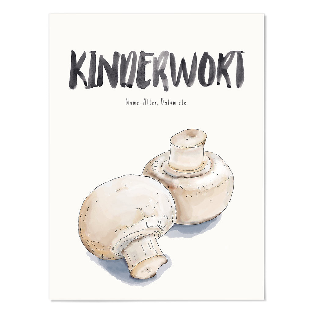 Kindermundposter Champignons – personalisiertes Poster mit Kinderwort für Eltern