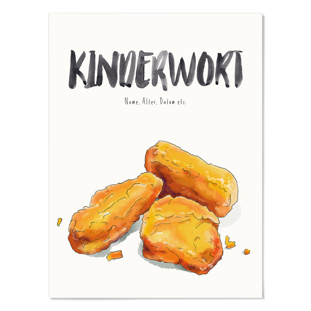 Kindermundposter Chicken Nuggets – personalisiertes Poster mit Kinderwort für Eltern