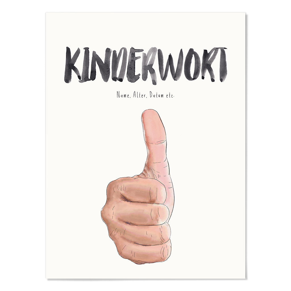 Kindermundposter Daumen hoch – personalisiertes Poster mit Kinderwort für Eltern