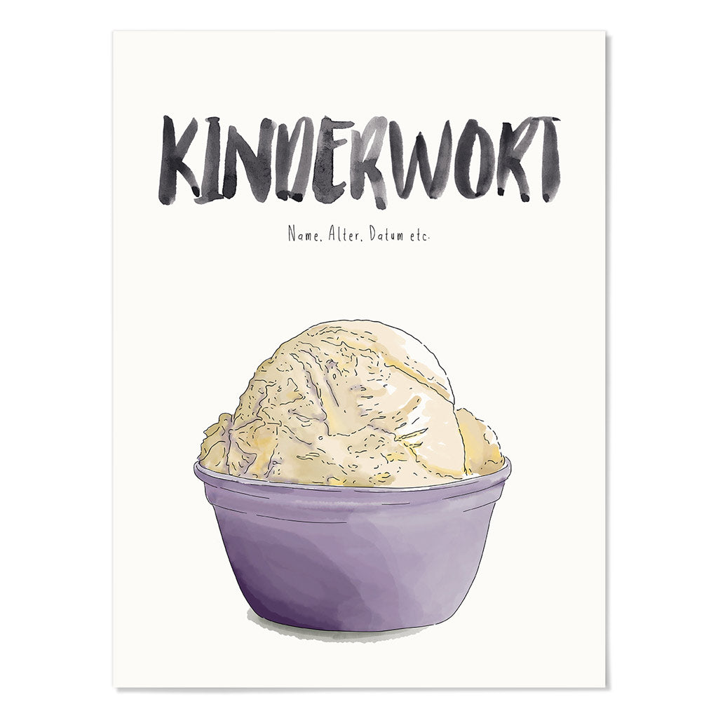 Kindermundposter Vanilleeis – personalisiertes Poster mit Kinderwort für Eltern