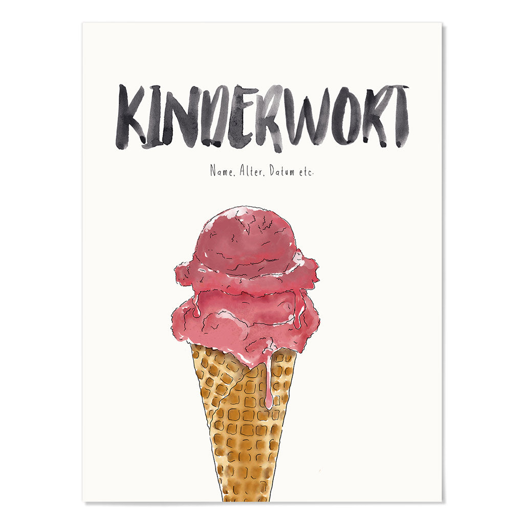 Kindermundposter Erdbeer-Eis – personalisiertes Poster mit Kinderwort für Eltern