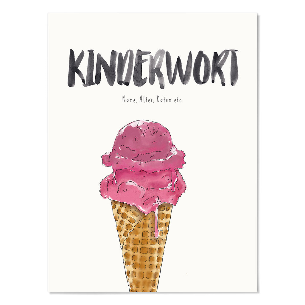 Kindermundposter Himbeer-Eis – personalisiertes Poster mit Kinderwort für Eltern