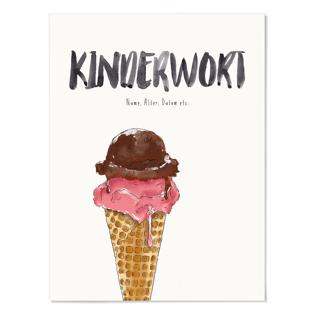 Kindermundposter Eis im Hörnchen – personalisiertes Poster mit Kinderwort für Eltern
