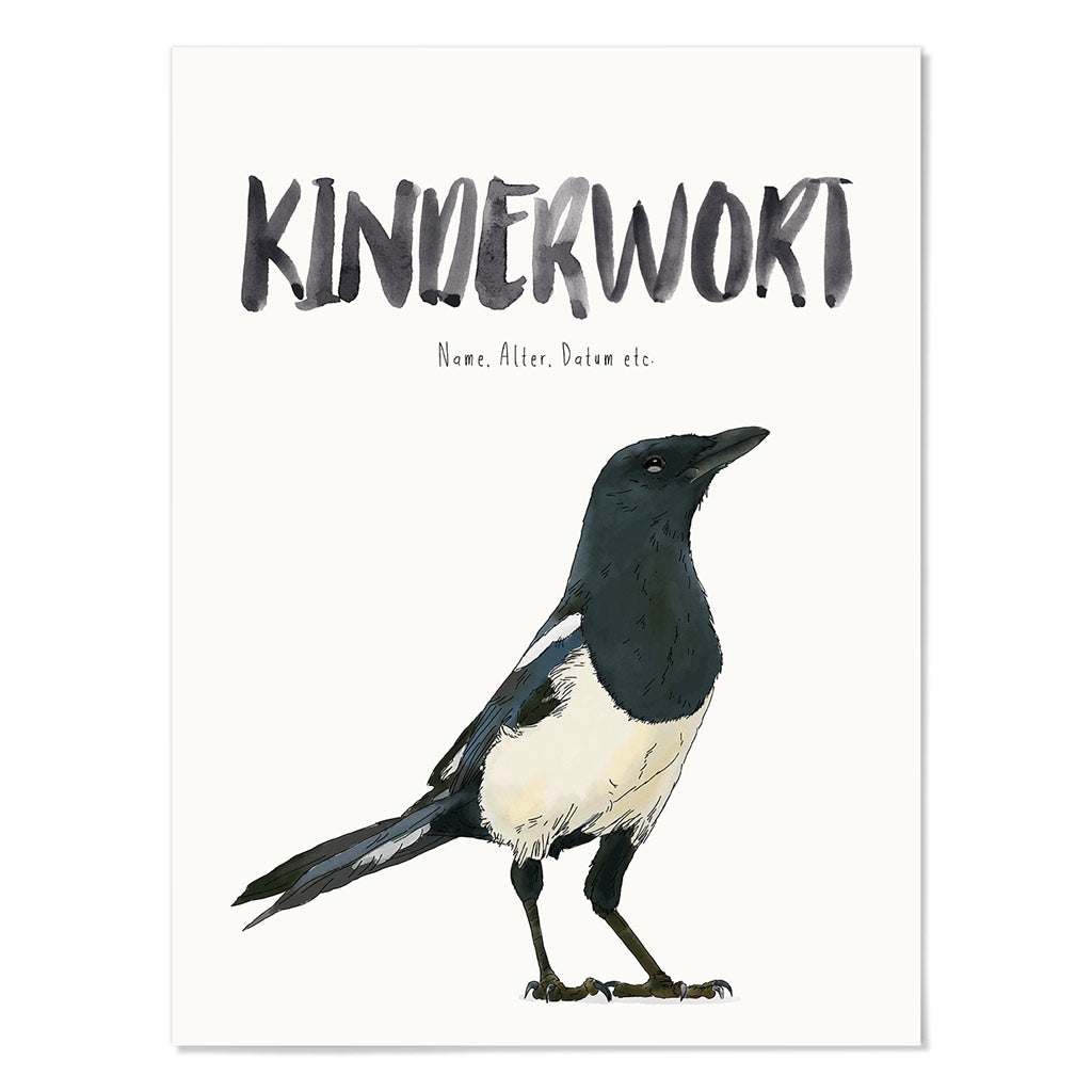 Kindermundposter Elster – personalisiertes Poster mit Kinderwort für Eltern