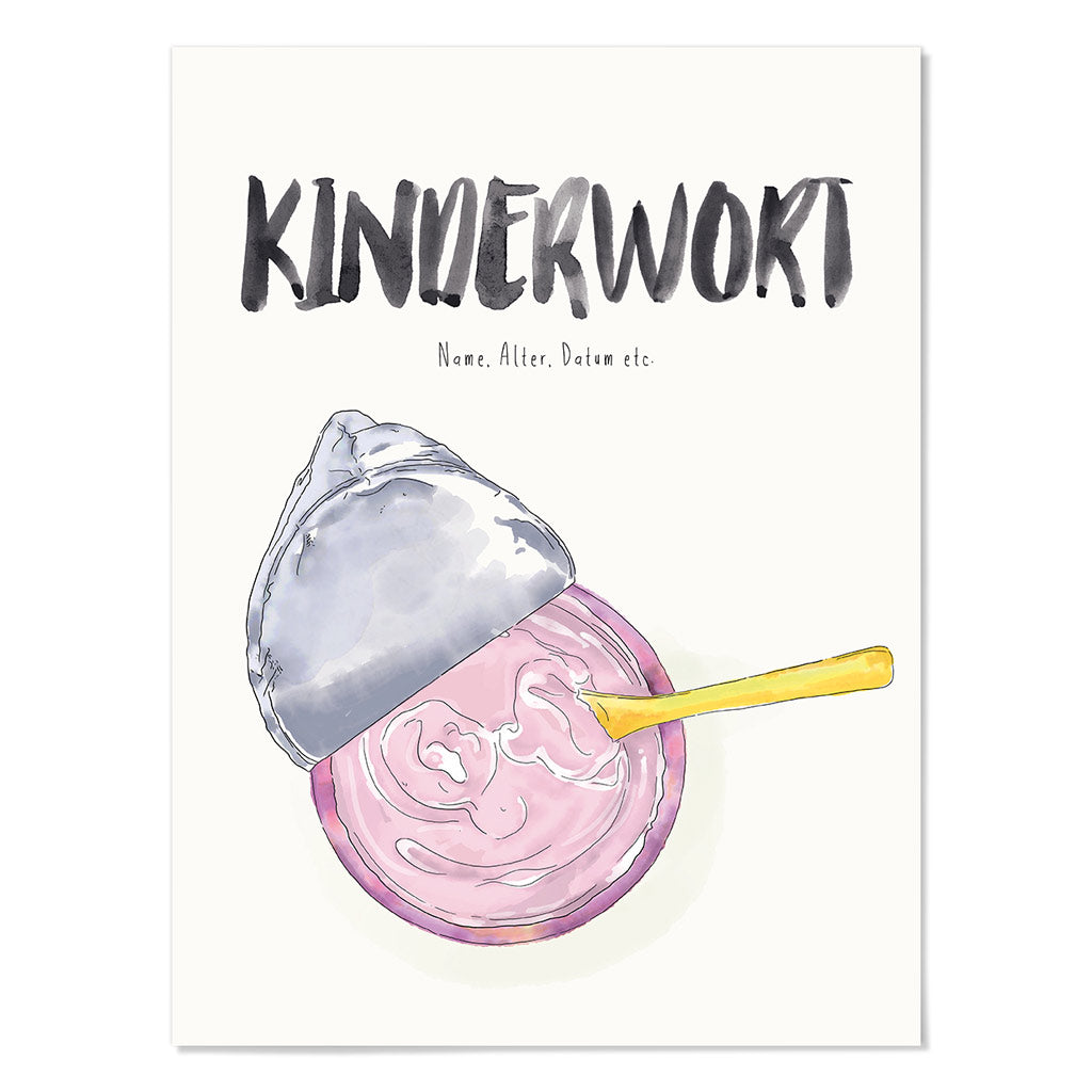 Kindermundposter Erdbeer-Joghurt – personalisiertes Poster mit Kinderwort für Eltern