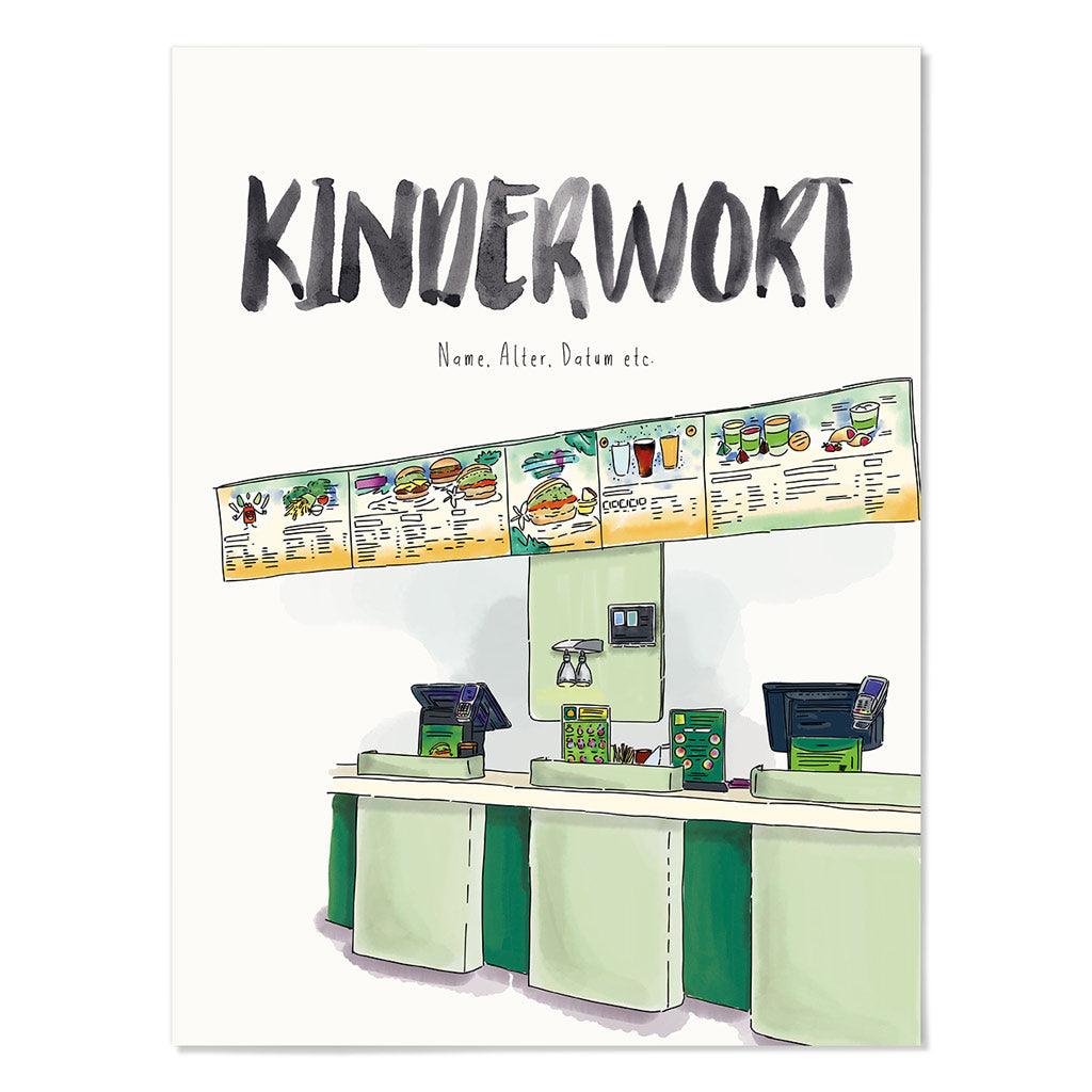Kindermundposter Fastfood Restaurant – personalisiertes Poster mit Kinderwort für Eltern