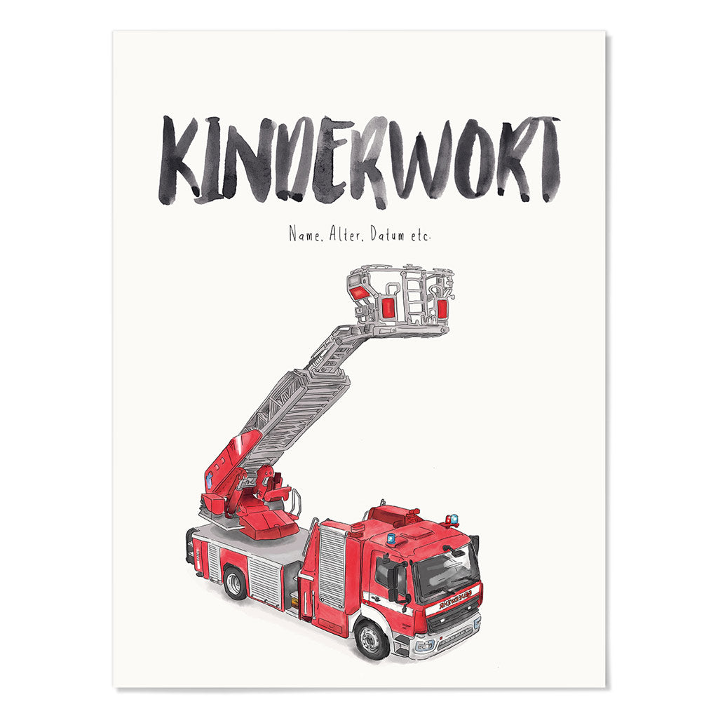 Kindermundposter Feuerwehr -personalisiertes Poster mit Kinderwort für Eltern