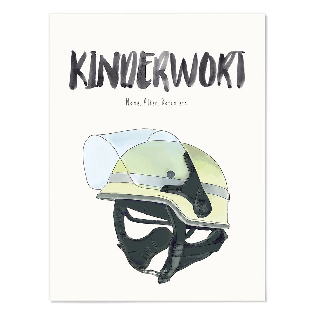 Kindermundposter Feuerwehrhelm – personalisiertes Poster mit Kinderwort für Eltern