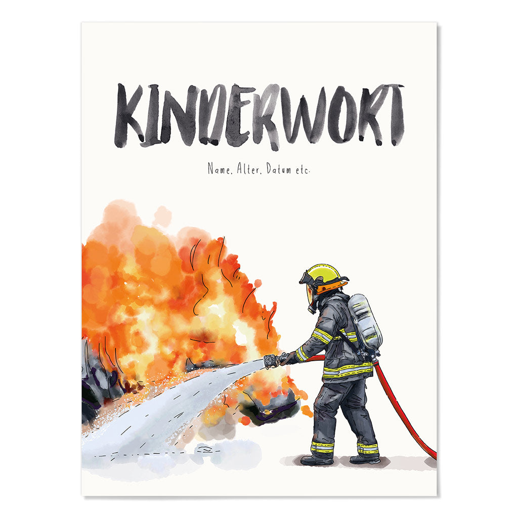 Kindermundposter Feuerwehrmann – personalisiertes Poster mit Kinderwort für Eltern