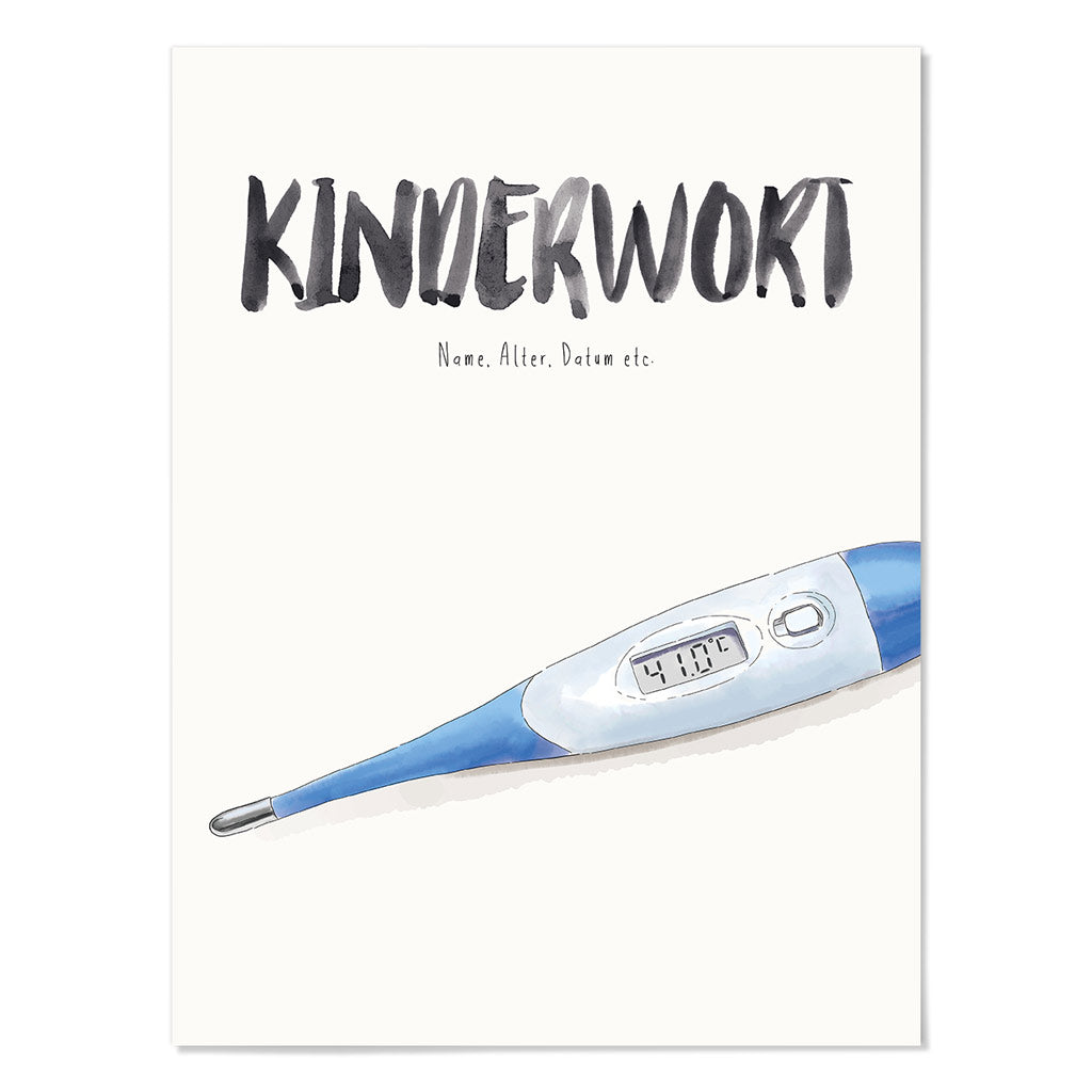 Kindermundposter Fieberthermometer – personalisiertes Poster mit Kinderwort für Eltern