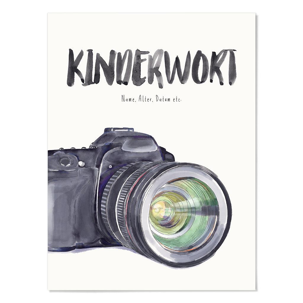 Kindermundposter Fotokamera – personalisiertes Poster mit Kinderwort für Eltern