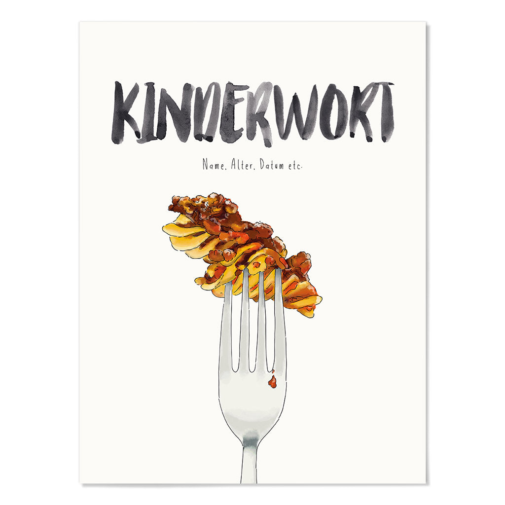 Kindermundposter Nudeln Bolognese – personalisiertes Poster mit Kinderwort für Eltern