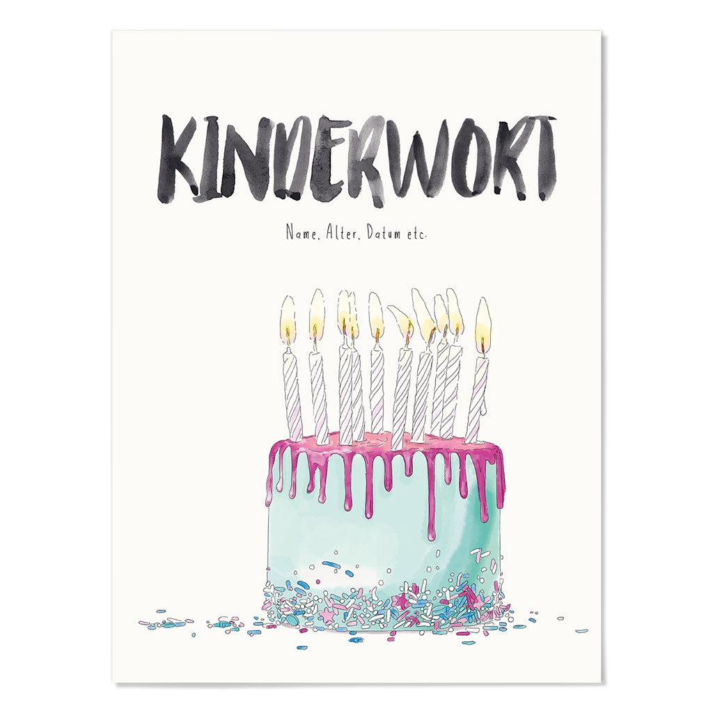 Kindermundposter Geburtstagstorte – personalisiertes Poster mit Kinderwort für Eltern