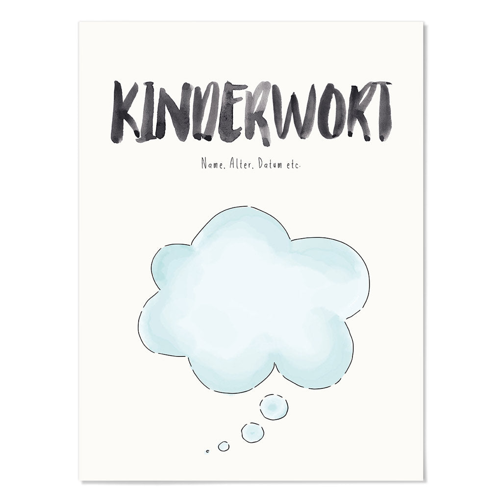 Kindermundposter Gedankenblase– personalisiertes Poster mit Kinderwort für Eltern