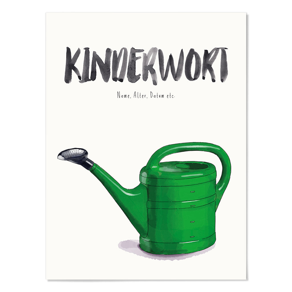 Kindermundposter Gießkanne – personalisiertes Poster mit Kinderwort für Eltern