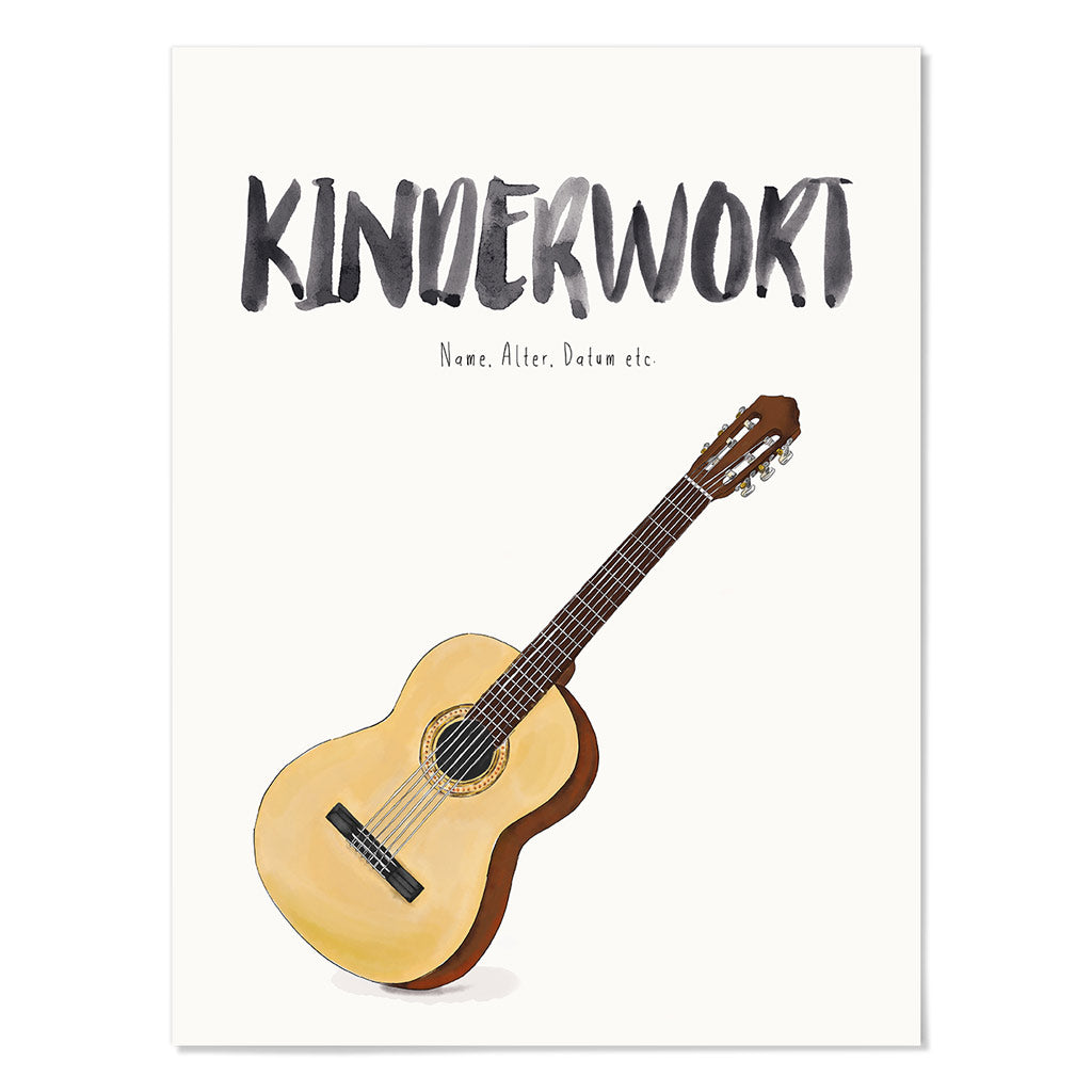 Kindermundposter Gitarre – personalisiertes Poster mit Kinderwort für Eltern