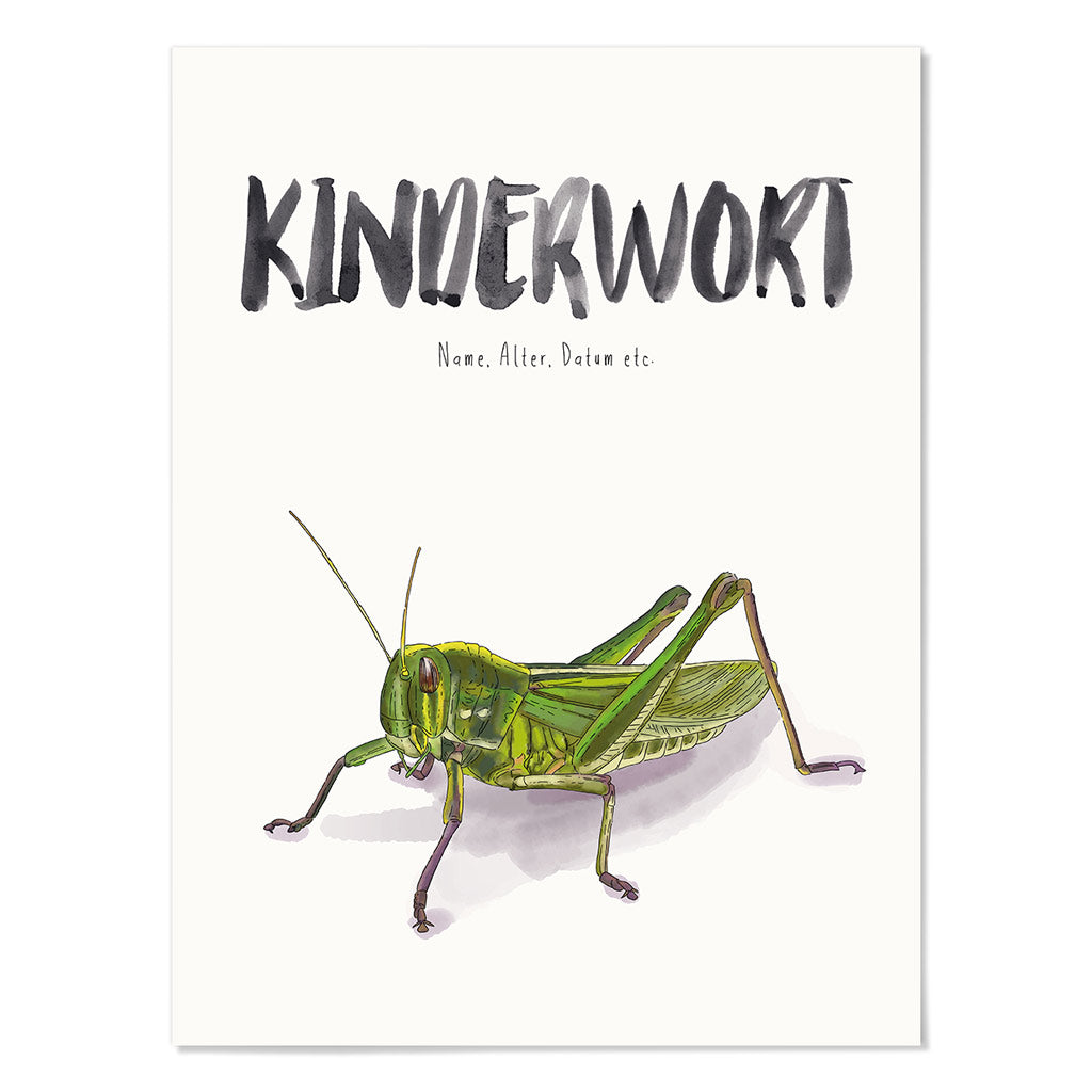 Kindermundposter Grashüpfer – personalisiertes Poster mit Kinderwort für Eltern