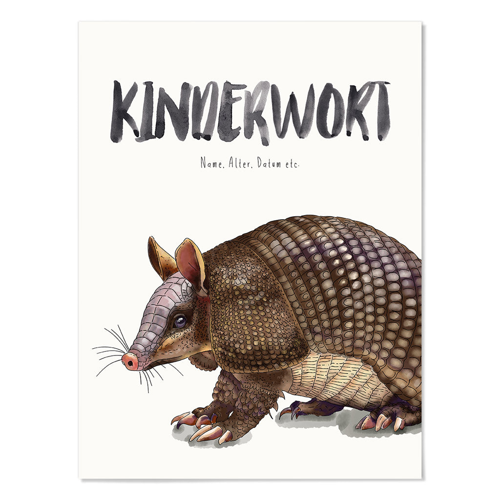 Kindermundposter Gürteltier – personalisiertes Poster mit Kinderwort für Eltern