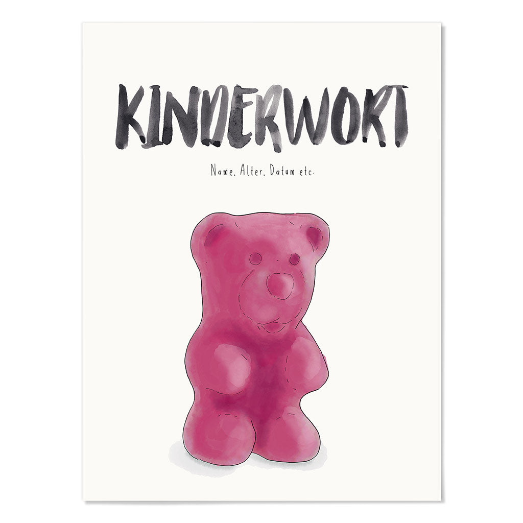 Kindermundposter Gummibärchen – personalisiertes Poster mit Kinderwort für Eltern
