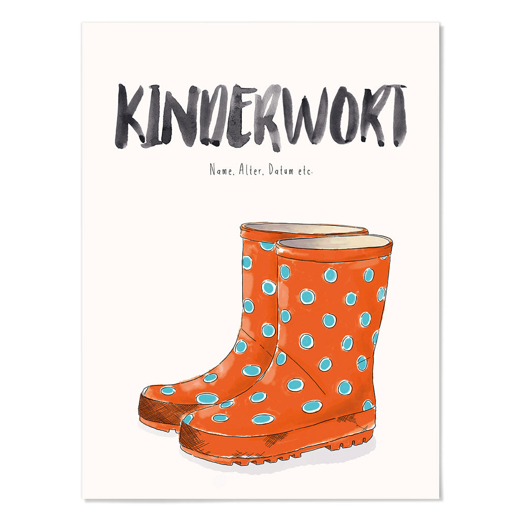Kindermundposter Gummistiefel – personalisiertes Poster mit Kinderwort für Eltern