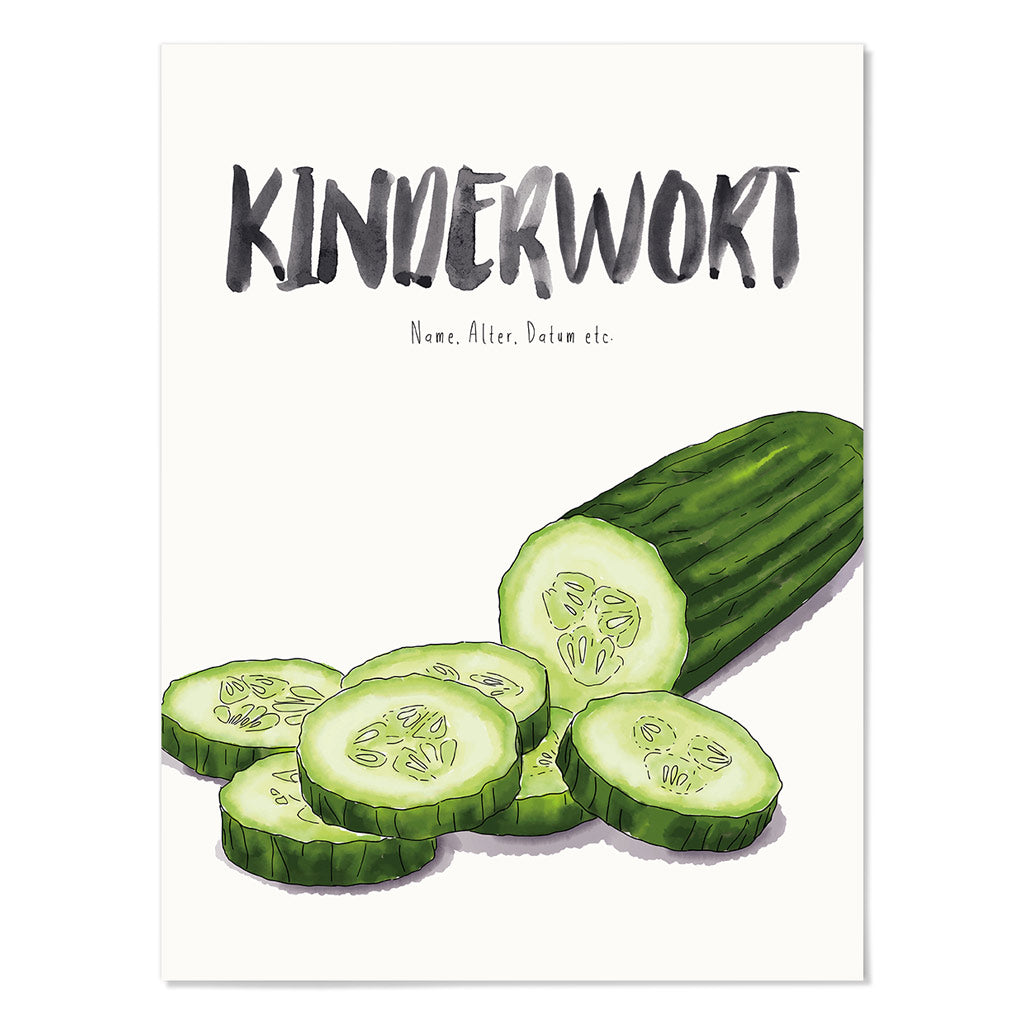 Kindermundposter Gurke – personalisiertes Poster mit Kinderwort für Eltern