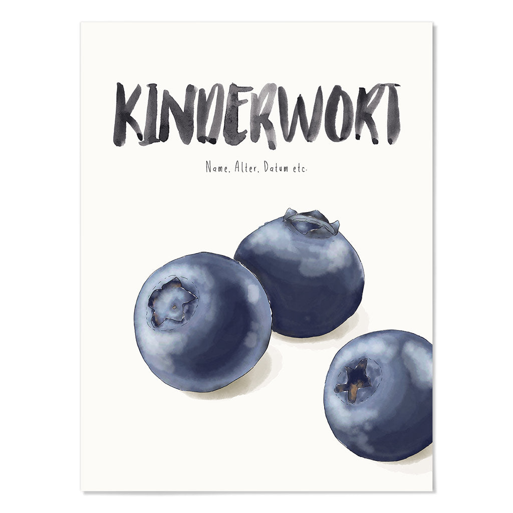 Kindermundposter Blaubeeren – personalisiertes Poster mit Kinderwort für Eltern