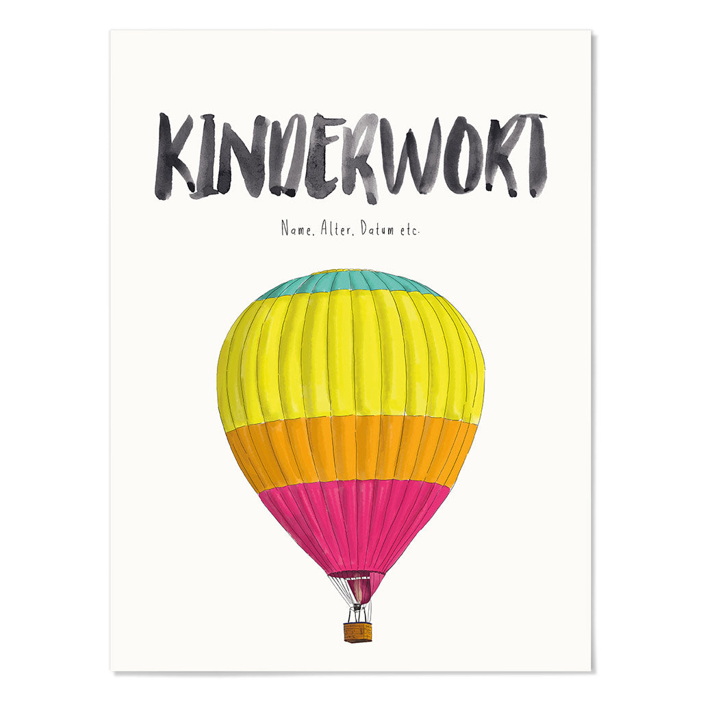 Kindermundposter Heißluftballon – personalisiertes Poster mit Kinderwort für Eltern