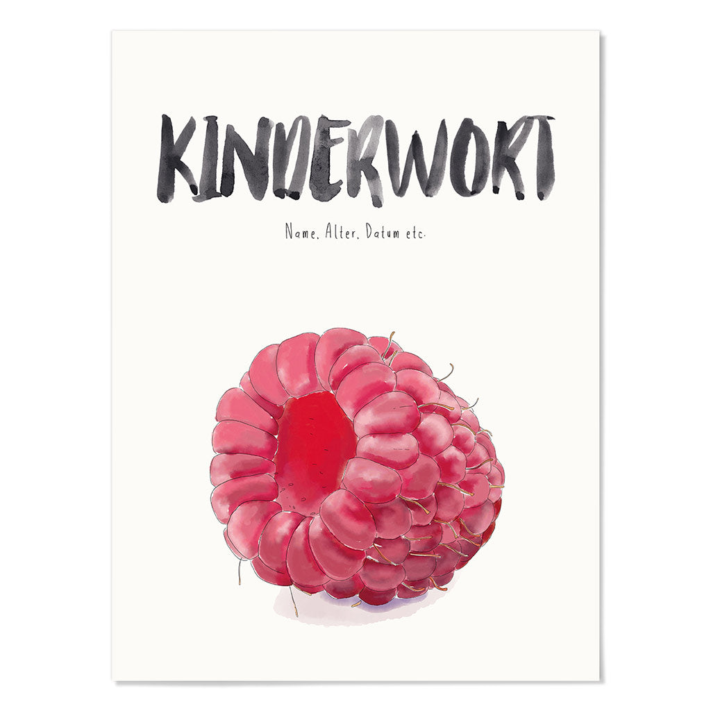 Kindermundposter Himbeere – personalisiertes Poster mit Kinderwort für Eltern