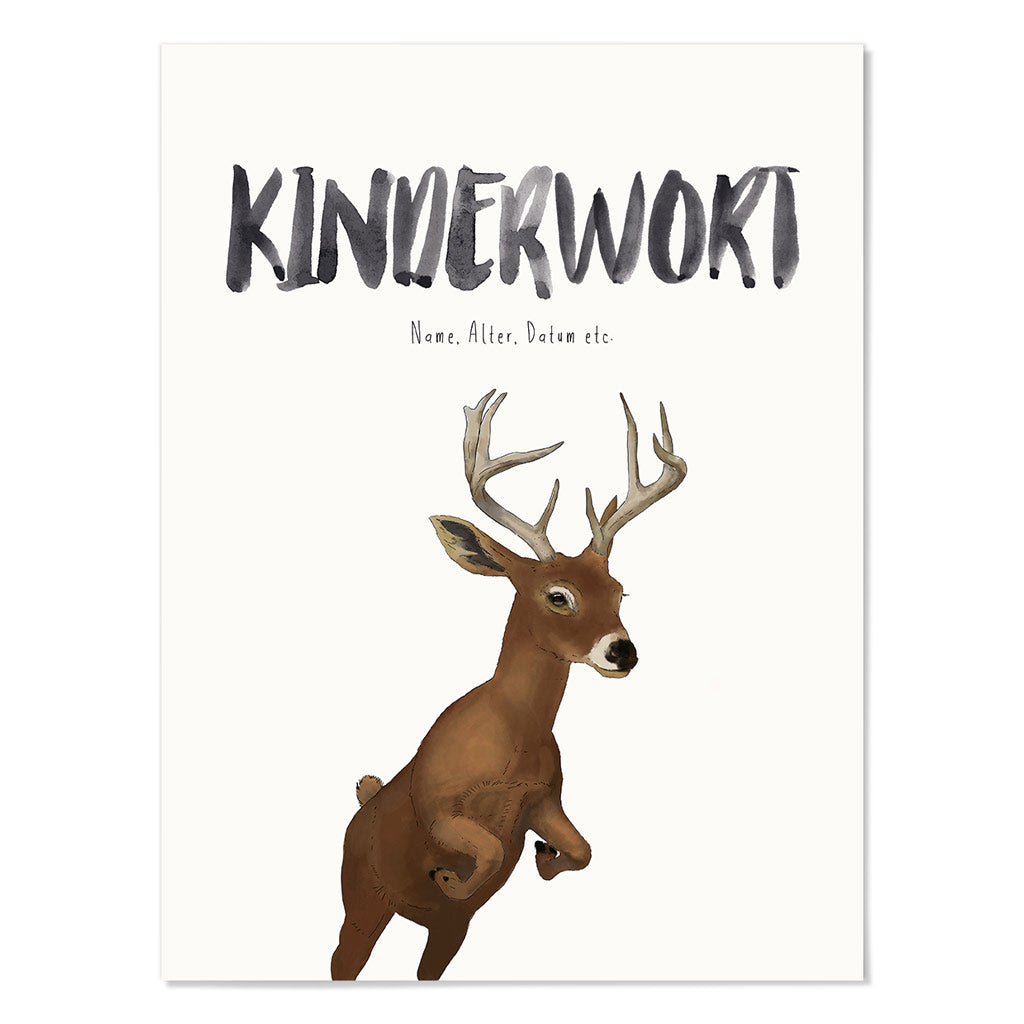 Kindermundposter Hirsch – personalisiertes Poster mit Kinderwort für Eltern