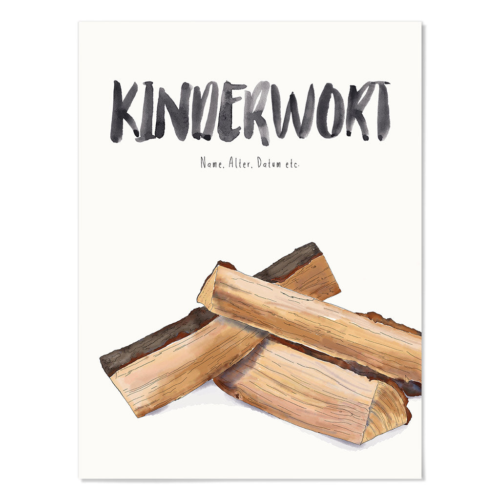 Kindermundposter Kaminholz – personalisiertes Poster mit Kinderwort für Eltern