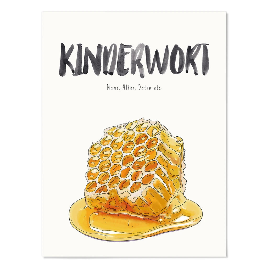 Kindermundposter Honig – personalisiertes Poster mit Kinderwort für Eltern