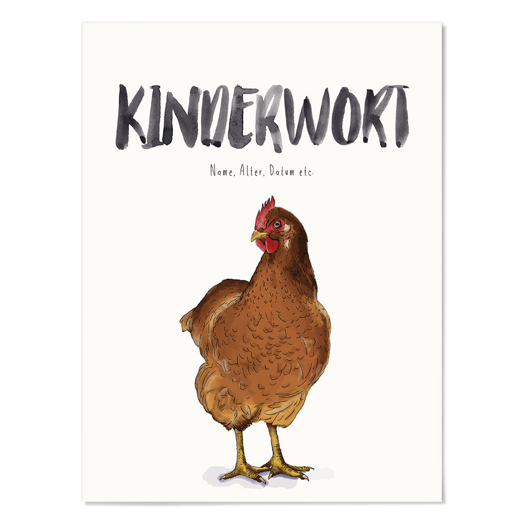 Kindermundposter Huhn – personalisiertes Poster mit Kinderwort für Eltern