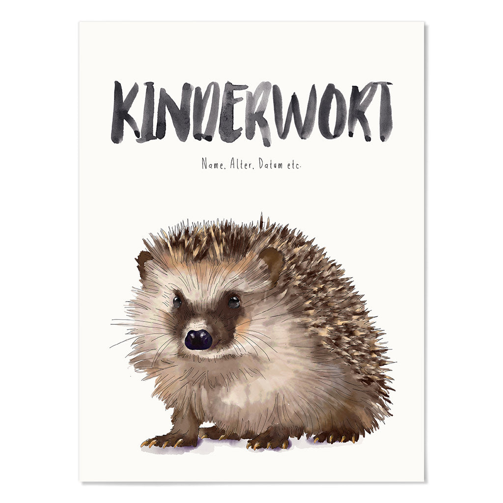 Kindermundposter Igel – personalisiertes Poster mit Kinderwort für Eltern