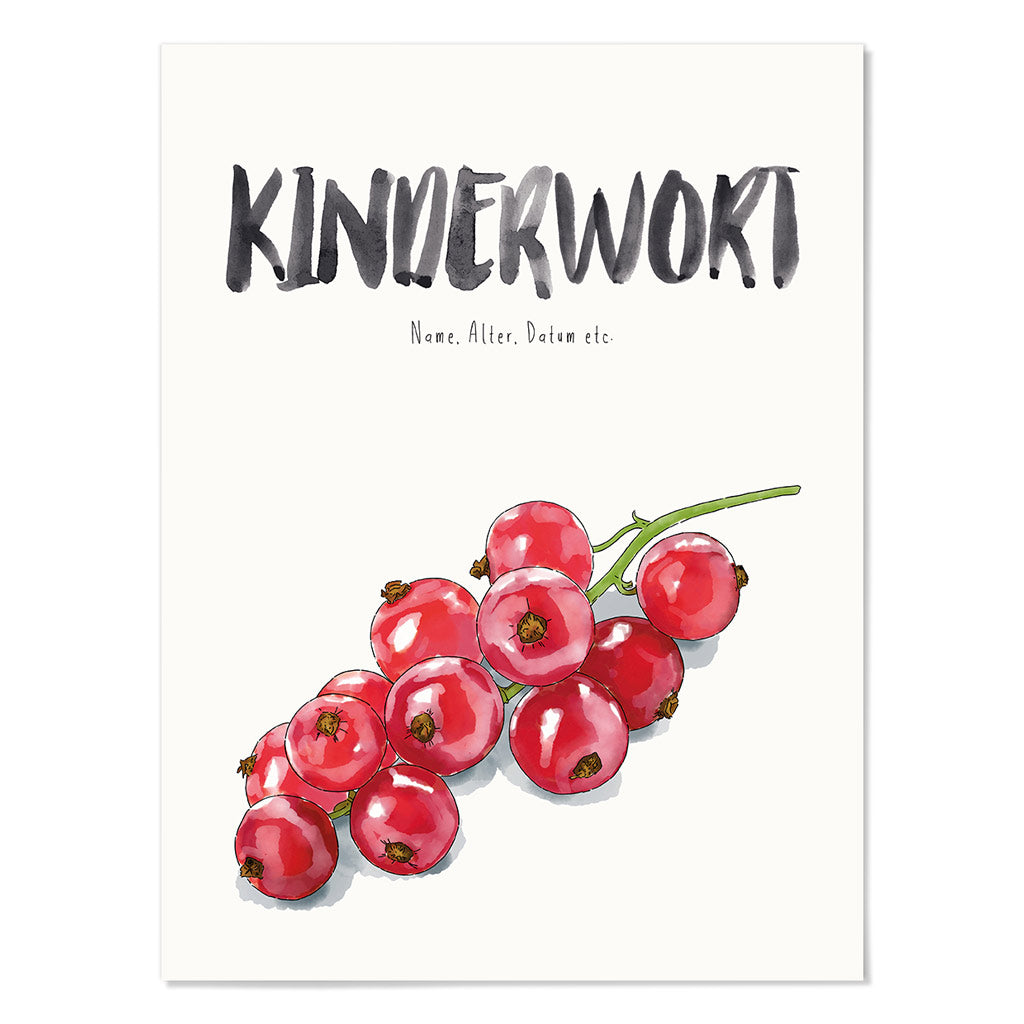 Kindermundposter Johannisbeeren – personalisiertes Poster mit Kinderwort für Eltern
